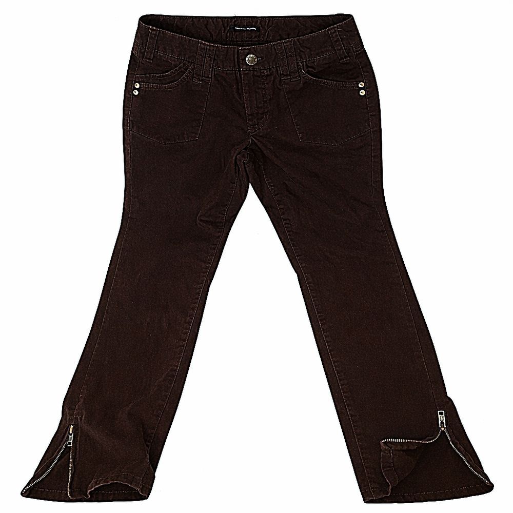 Tommy Hilfiger Y2K Chocolate Brown Moto Ankle Zip Pants Womens Size 0 - VGUC